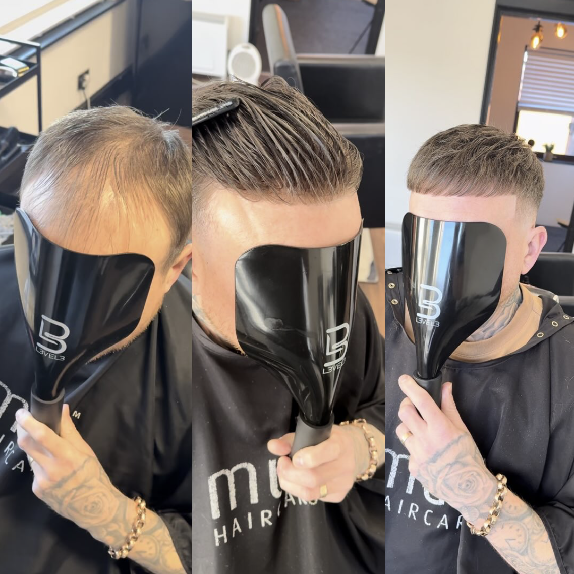 Men's hair unit fitting and styling sequence example — JM Barber Co., Lake Park, FL